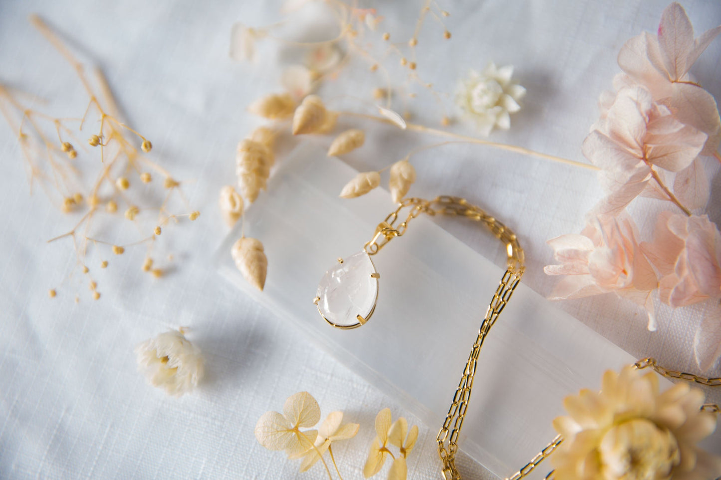 Rose Quartz Gold Teardrop Necklace - Premium Crystals + Gifts from Clarity Co. - NZ's Favourite Online Crystal Shop