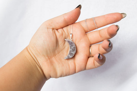 Aura Amethyst Druzy Moon Necklace - Premium Crystals + Gifts from Clarity Co. - NZ's Favourite Online Crystal Shop