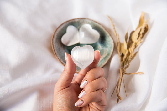 Satin Spar (Selenite) Small Hearts - Premium Crystals + Gifts from Clarity Co. - NZ's Favourite Online Crystal Shop