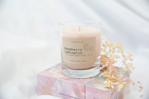 Raspberry Lamington - Scented Soy Candle - Premium Crystals + Gifts from Clarity Co. - NZ's Favourite Online Crystal Shop