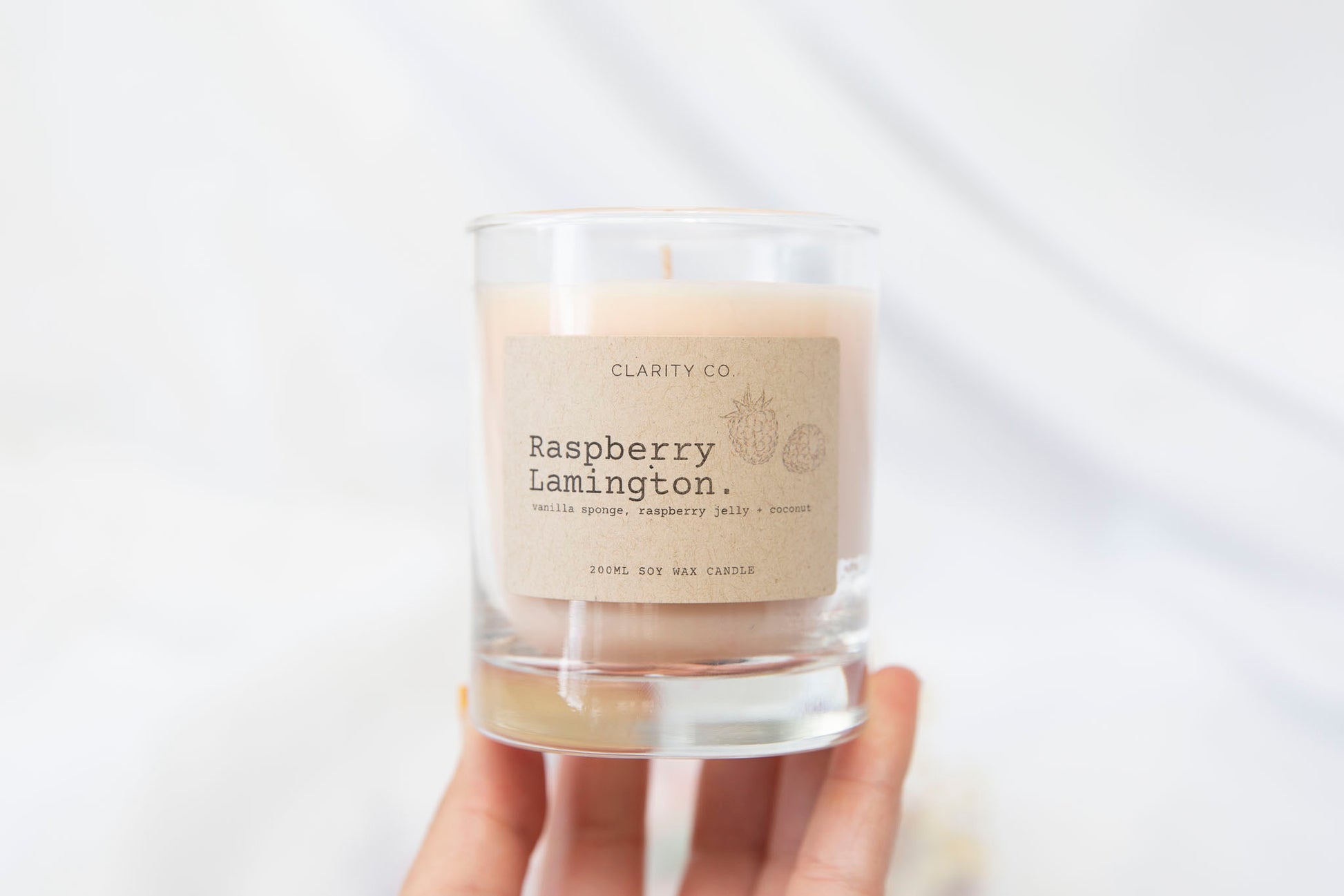 Raspberry Lamington - Scented Soy Candle - Premium Crystals + Gifts from Clarity Co. - NZ's Favourite Online Crystal Shop