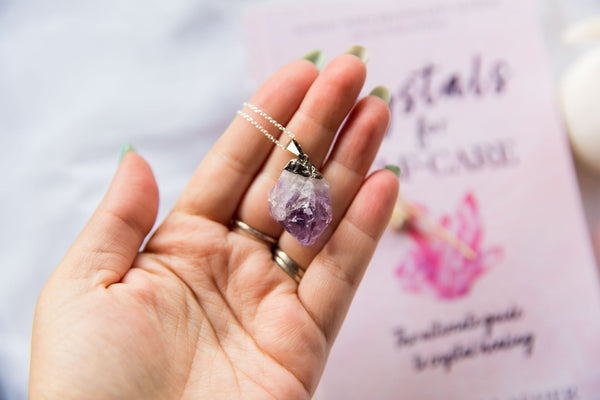 Amethyst Black Metal Capped Raw Point Necklace - Premium Crystals + Gifts from Clarity Co. - NZ's Favourite Online Crystal Shop