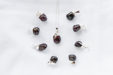 Silver Capped Garnet Mini Tumble Necklace - Premium Crystals + Gifts from Clarity Co. - NZ's Favourite Online Crystal Shop