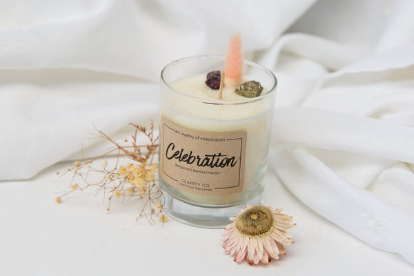 Celebration Crystal Intention Candle - Bergamot, Berries + Neroli - Premium Crystals + Gifts from Clarity Co. - NZ's Favourite Online Crystal Shop