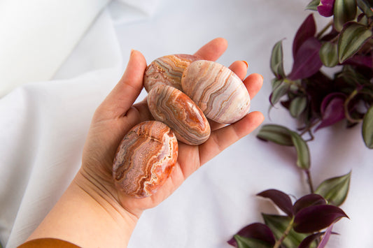 Pink Crazy Lace Agate Palmstones