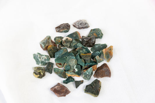 Collection of rough stones on a white background