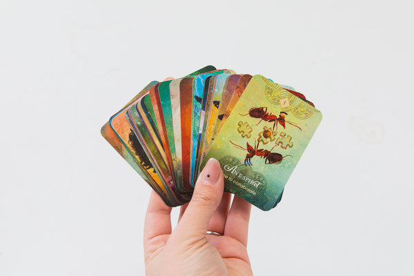Hand holding cards from the Spirit Animal Oracle pocket deck