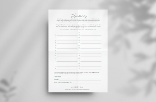 Tolerances Soul-Worksheet (Free Digital Download)