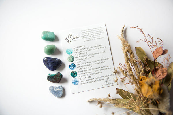 Affirm Tumblestone Set; Amazonite, Aventurine, Sodalite, Chrysocolla, Blue Kyanite - Premium Crystals + Gifts from Clarity Co. - NZ's Favourite Online Crystal Shop