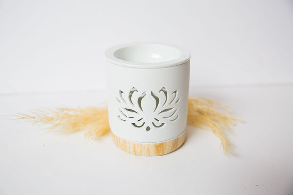 White Lotus Cut Out Oil Burner - Premium Crystals + Gifts from Clarity Co. - NZ's Favourite Online Crystal Shop