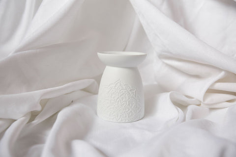 White Ceramic Mandala Oil Burner - Premium Crystals + Gifts from Clarity Co. - NZ's Favourite Online Crystal Shop