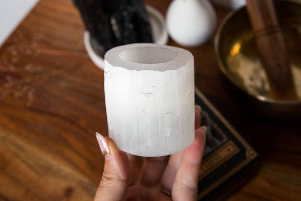 Satin Spar (Selenite) Tealight Holder - Premium Crystals + Gifts from Clarity Co. - NZ's Favourite Online Crystal Shop