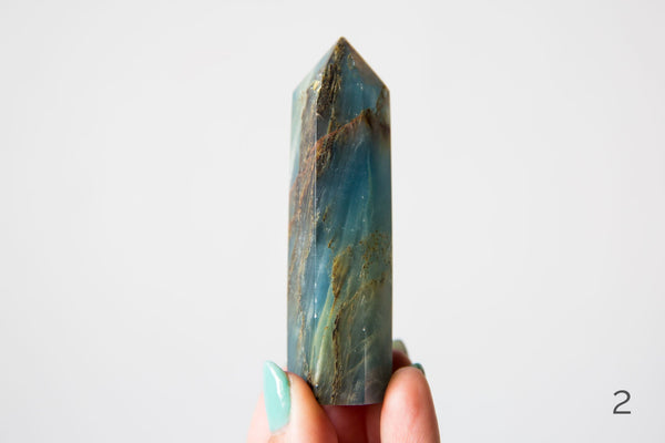 Banded Blue Calcite (Blue Onyx) Polished Points - Premium Crystals + Gifts from Clarity Co. - NZ's Favourite Online Crystal Shop