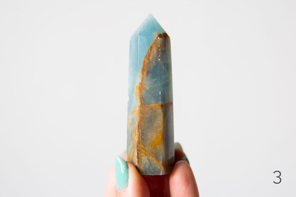 Banded Blue Calcite (Blue Onyx) Polished Points - Premium Crystals + Gifts from Clarity Co. - NZ's Favourite Online Crystal Shop