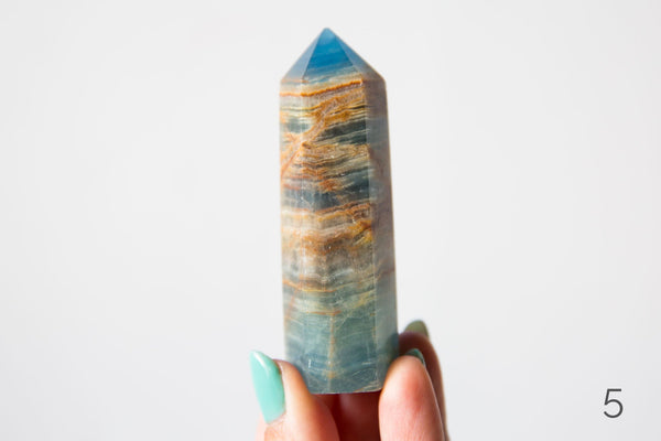 Banded Blue Calcite (Blue Onyx) Polished Points - Premium Crystals + Gifts from Clarity Co. - NZ's Favourite Online Crystal Shop