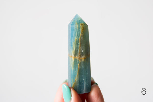 Banded Blue Calcite (Blue Onyx) Polished Points - Premium Crystals + Gifts from Clarity Co. - NZ's Favourite Online Crystal Shop