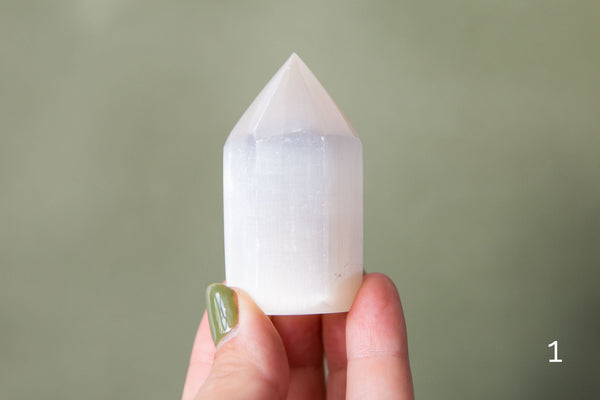 Lemon Satin Spar (Selenite) Polished Points - Premium Crystals + Gifts from Clarity Co. - NZ's Favourite Online Crystal Shop