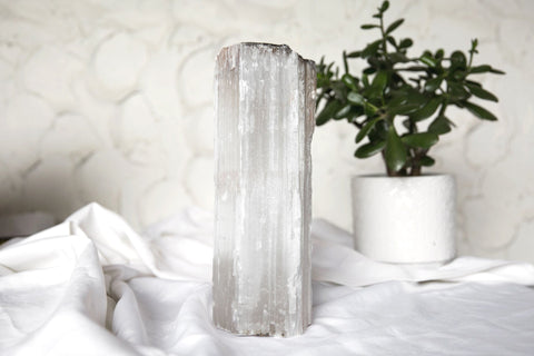 Satin Spar (Selenite) Standing Log - Premium Crystals + Gifts from Clarity Co. - NZ's Favourite Online Crystal Shop