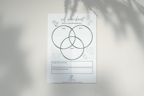 Self Nourishment Soul-Worksheet (Free Digital Download) - Premium Crystals + Gifts from Clarity Co. - NZ's Favourite Online Crystal Shop